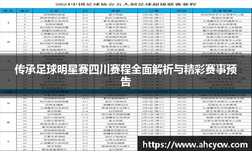 传承足球明星赛四川赛程全面解析与精彩赛事预告
